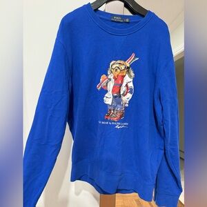 Men’s Polo sweater skiing teddy bear